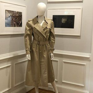 VTG Womens Burberry Double Breasted Trench Coat US 12 long